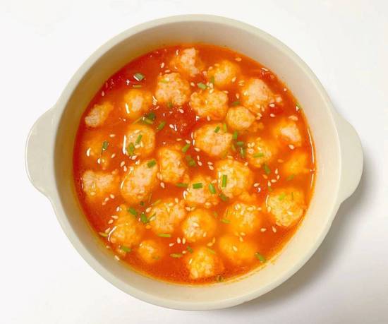 Tomato Soup with Shrimp Sour 西红柿虾滑汤